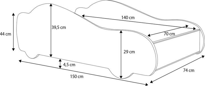Produktbild ADRK Furniture Bett mit Matratze und Beleuchtung LED AUTO 4x4 140x70 (140 x 70 cm)