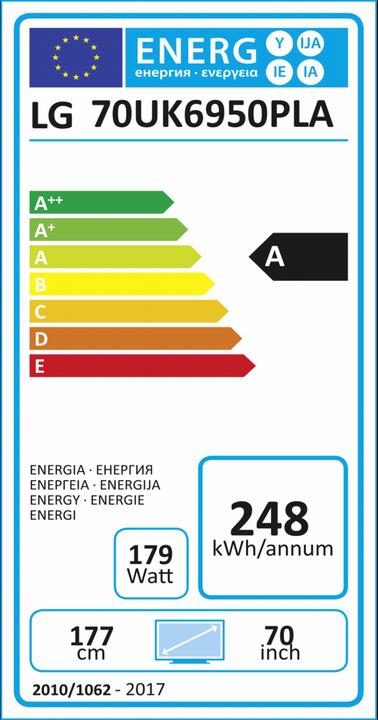 Energie-Label LG 70UK6950PLA (70", LCD, 4K, 2018)