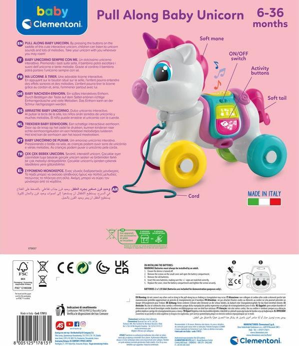 Actual product image Clementoni Baby - Unicorn Drawbar