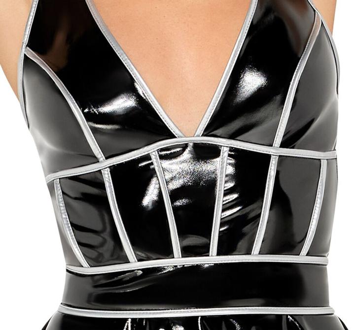 Actual product image Black Level Vinyl dress w. silver S (S)