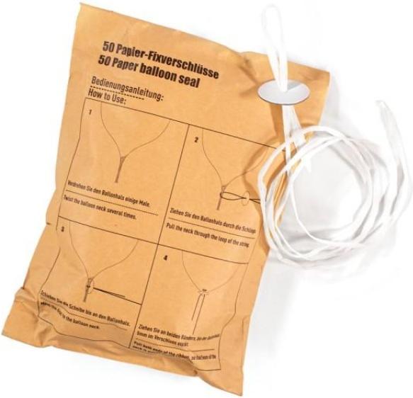 Produktbild CreaDiva Ballonverschlüsse aus Papier und Karton - 50 Stück - 100% abbaubar (50 x)