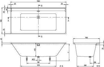 Produktbild Villeroy & Boch V&B Einbauwanne COLLARO 1900x900 m Ab u Überlgrt. go stone white (190 cm, 90 cm)