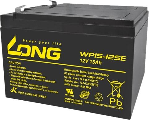 Actual product image Long WP15-12SE WP15-12SE Lead-acid battery 12V 15Ah lead-fleece (AGM) (W x H x D) 151 x 103 x 99mm flat (1 pcs., 15000 mAh)