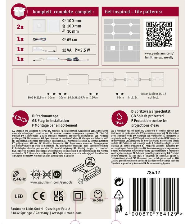 Image du produit Paulmann LumiTiles Square Set de base (RGBW, 1 cm, Intérieur)