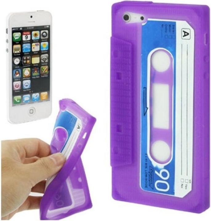 Actual product image König Design Silicone Case Retro Cassette for Mobile iPhone 5 & 5s Purple (Apple iPhone 5)