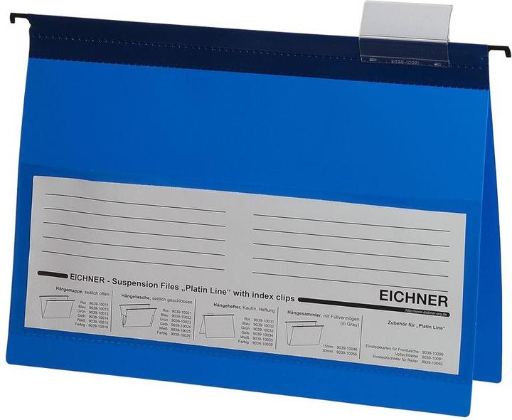 Actual product image Eichner 10 hanging files plastic blue 1 x commercial stapling (A4, 10 x)