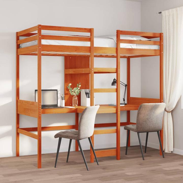 Immagine prodotto VidaXL Letto a soppalco con scrivania e scaffali (90 x 200 cm)