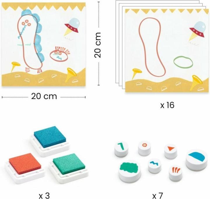 Actual product image Djeco Stamp set Up There