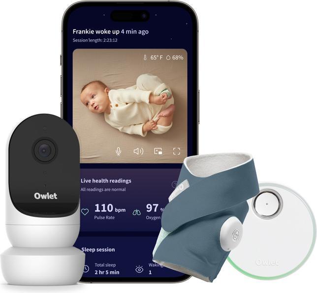 Owlet Dream Sock Smart Sock for Baby, Bedtime Blue + Cam 2 (Video & Audio)