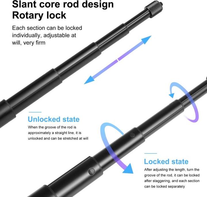 Immagine prodotto Puluz Monopiede Selfie Stick in metallo da 110 cm con base adattatore invisibile e vite per Insta360 One