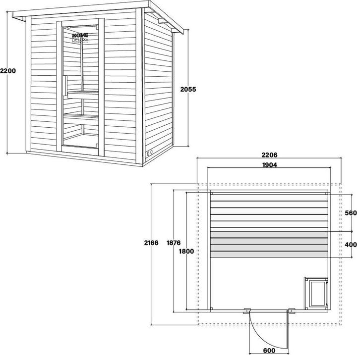 Immagine prodotto Home Deluxe Sauna esterna MACAH L- 221 x 217 cm per 4 persone - Sauna con riscaldamento da 6kW