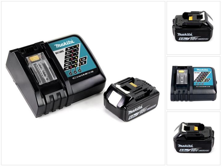 1x Makita BL1860B 6.0 Ah battery ( 197422-4 ), 1x Makita DC18RC charger ( 195584-2 )