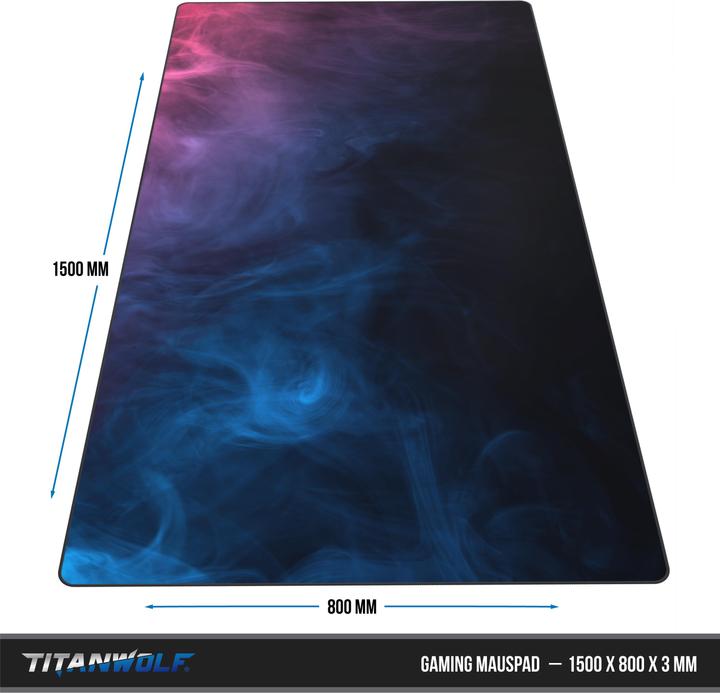 Actual product image Titanwolf Gaming mouse pad, XXXL speed gaming mouse mat, mouse pad extra large surface of 1500 x 800mm, Smoke (XXL)