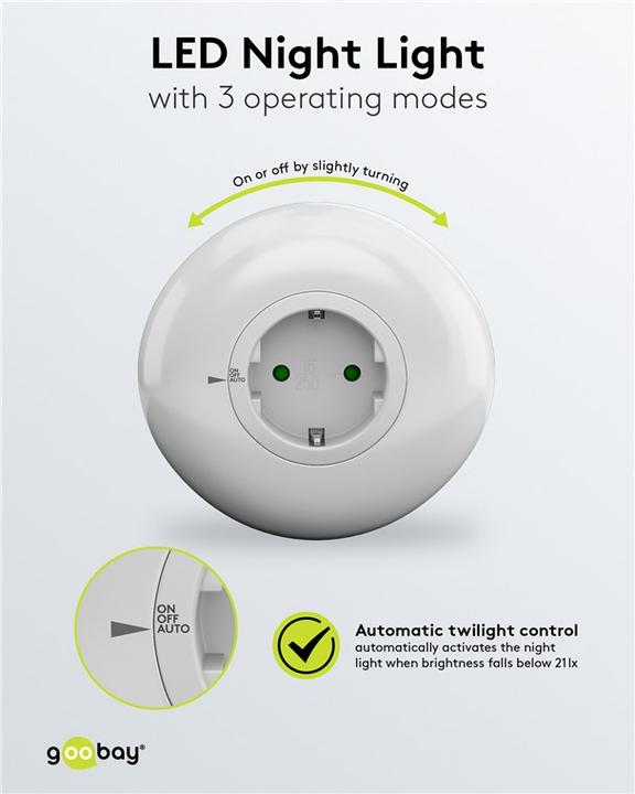 Actual product image Goobay LED night light for the socket