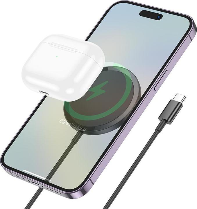 Produktbild Hoco - CW52 Original Serie 15W magnetisches kabelloses Schnellladegerät / Magsafe schwarz (15 W)