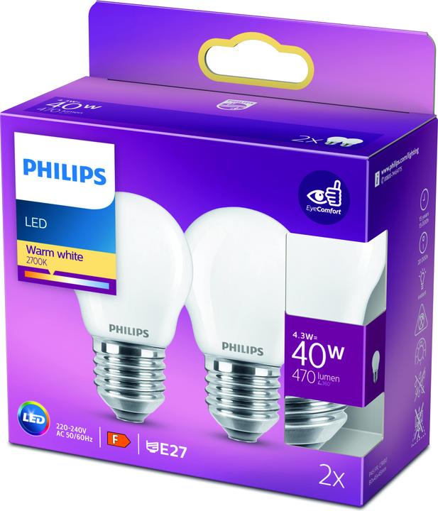 Produktbild Philips Led Lampe (E27, 4.30 W, 470 lm, 2 x, F)