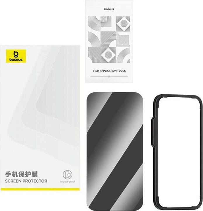 Produktbild Baseus privacy tempered glass Superior for iP 11 Pro/X/XS +cleaning kit and Easy Stick (1 Stück, Apple iPhone X, Apple iPhone XS, Apple iPhone 11 Pro)
