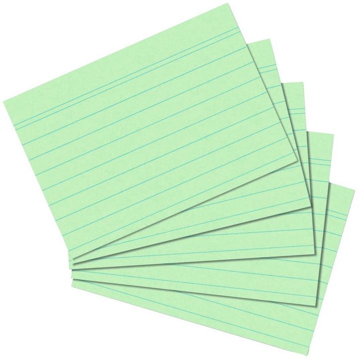 Herlitz Karteikarten, DIN A5, liniert, grün aus Papier, 170 g-qm, holzfrei, Linienfarbe: blau, doppelte (A5, 170 g/m², 100 x)