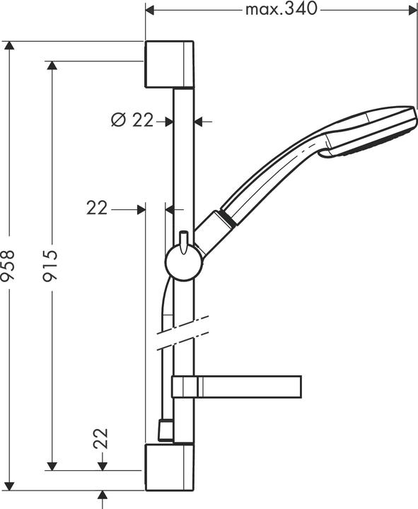 Produktbild hansgrohe Croma 100 Duschset Vario wassersparend 9 l/min mit Duschstange 90 cm und Seifenschale