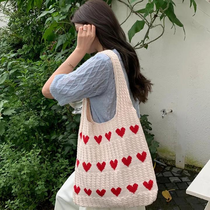 Produktbild Only-Bags.Store Gestrickte Handtaschen Grosse Kapazität Taschen Umhängetasche Herbst Handtaschen Casual Woven