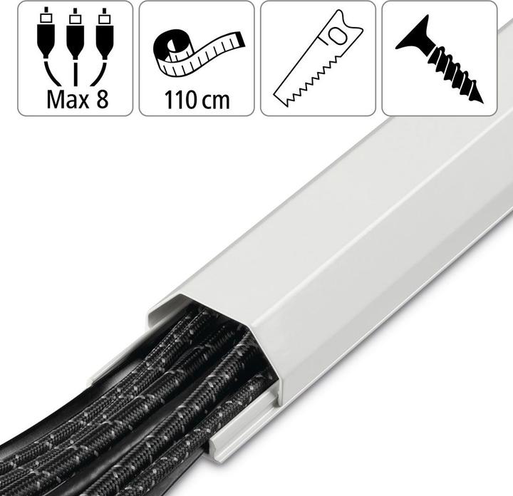 Actual product image Hama Aluminium cable duct, angular, 110 x 5 x 2.6 cm, white (Duct, 110 cm)