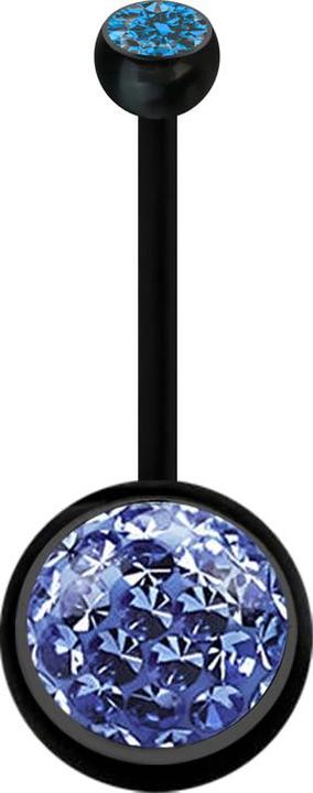 Image du produit Star Piercing Banane schwarz mit Kugel Kristall hellblau und Kugel Kristall hellbau Epoxy Schutzschicht (Bioflex, sans laiton)