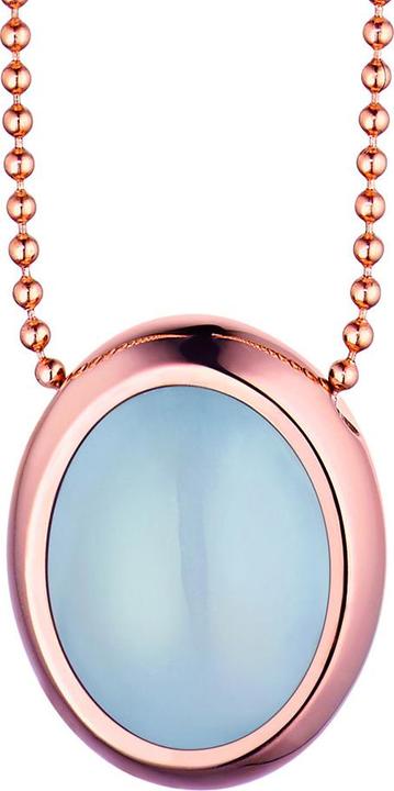 Xen Anhänger oval mit blauen Chalcedon - rosè vergoldet (Edelstahl)