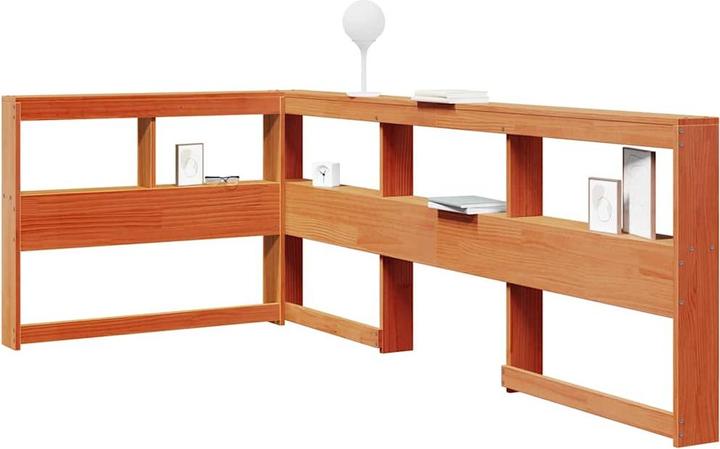 Actual product image VidaXL Headboard with bookcase L-shaped wax brown 80 cm solid wood