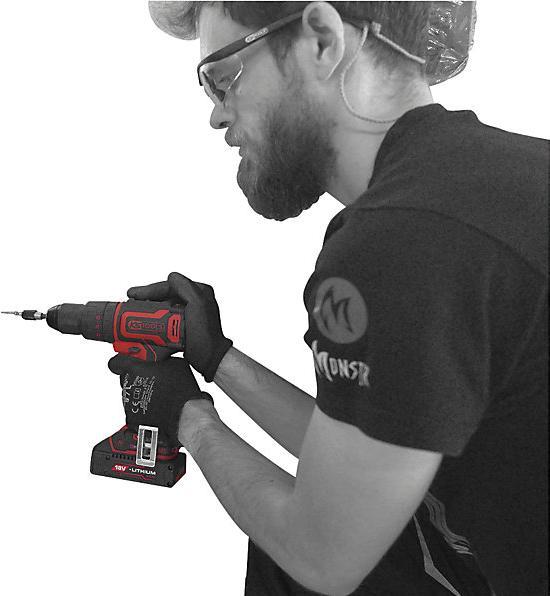 Actual product image KS Tools eMONSTER brushless cordless impact drill and screwdriver set, 4-piece | 18 volt, 2 batteries and (Rechargeable battery operated)
