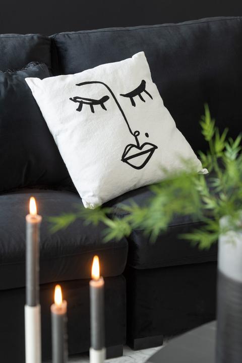 Actual product image J-Line Cushion Melissa Cotton Black/White (47 x 47 cm)