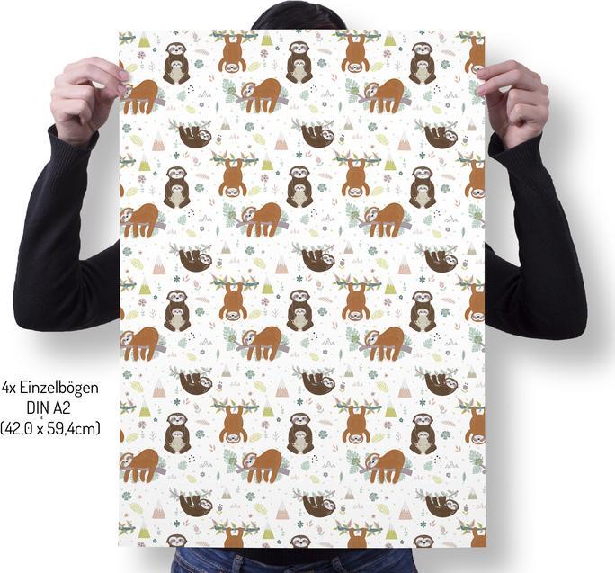 Produktbild Dabelino Geschenkpapier-Set für Kinder: Faultier (Geschenkpapier, 4 x)