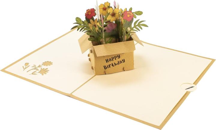 Produktbild Hervorragend Grusskarte Blumengeschenk Happy Birthday - 3D Pop-up (1 Stk.)