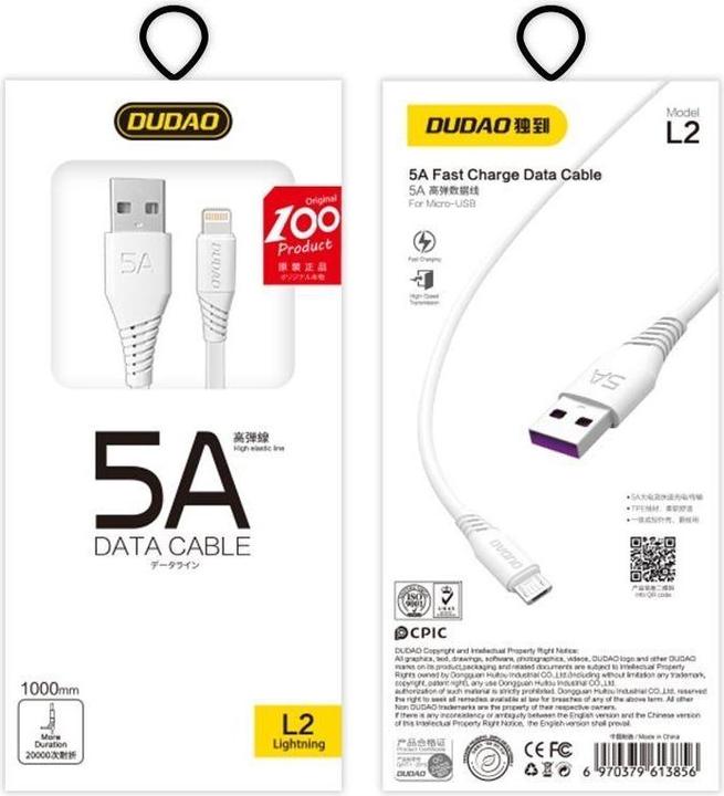 Actual product image Dudao Lightning - Lightning 1 Meter White (1 m, USB 2.0)