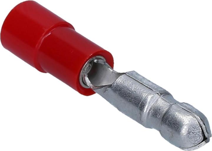 Kalitec 100 Stück RSR4 Rundstecker Stift rot 0,5mm - 1,5mm² I teilisoliert I 4mm Durchmesser I 23mm