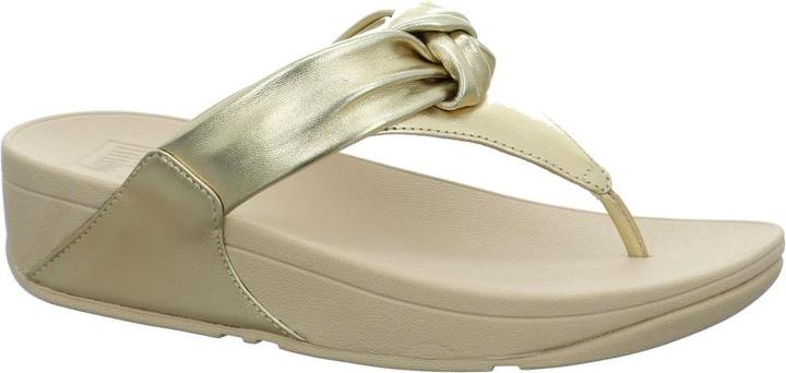 Actual product image Fitflop Lulu Padded Knot Metallic Leather Toe Post Sandal (39)