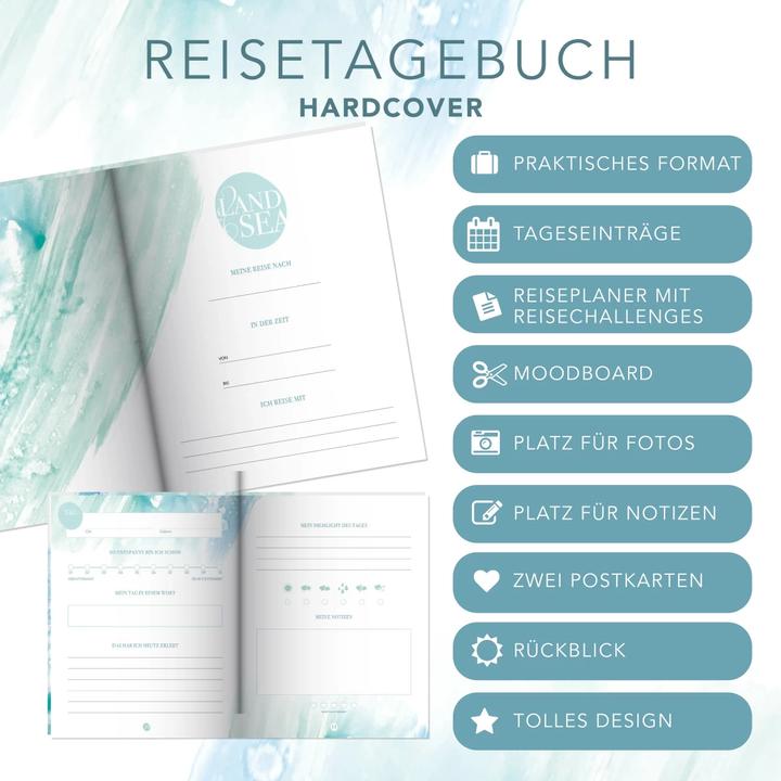 Produktbild Reisetagebuch zum selber Schreiben inkl. Postkarten, Sammeltasche und herausnehmbaren Reiseplan (Deutsch, Lisa Wirth, 2019)
