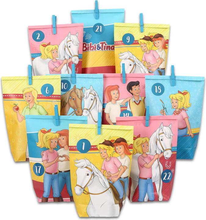 Produktbild Papierdrachen Adv Tüten weiss - bunt bedruckt - Bibi und Tina - Set 23