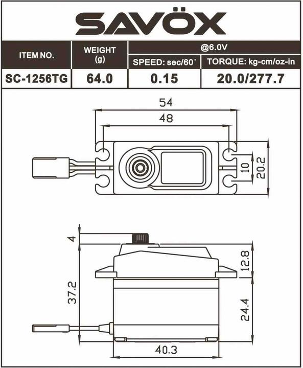 Actual product image Savöx SC-1256TG Servo