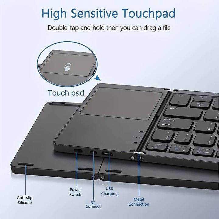 Immagine prodotto PhoneLook Mini tastiera QWERTY senza fili Bluetooth pieghevole con touch pad per smartphone e tablet (Android (Ing. Int.)