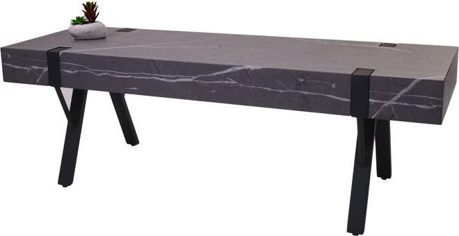 Mendler TV-Rack HWC-L54, Metall 42x120x40cm Marmor-Optik grau