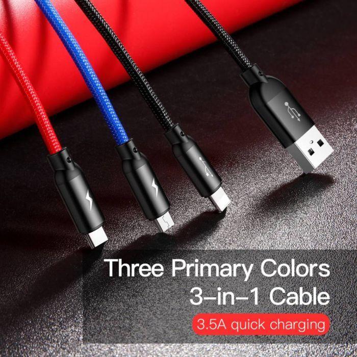 Image du produit Baseus Trois couleurs primaires 3 en 1 (1.20 m, USB 2.0)