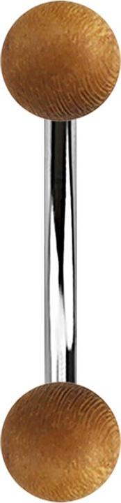 Produktbild Star Piercing Banane silber mit zwei Kugeln aus Teakholz (Organisch, ohne Messing, Chirurgenstahl 316L)