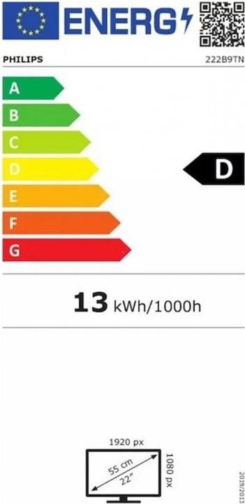 Energy Label Philips 242B9T/00 (1920 x 1080 pixels, 24")