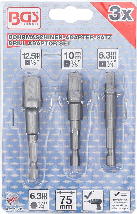 Image du produit BGS Kit d'adaptateurs (6,3 mm, 10 mm, 12,5 mm)