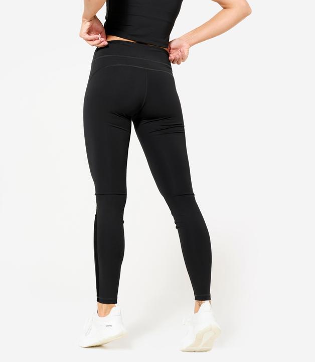 Actual product image Domyos Leggings Damen hoher Taillenbund Mesheinsatz - schwarz (W28/L31)