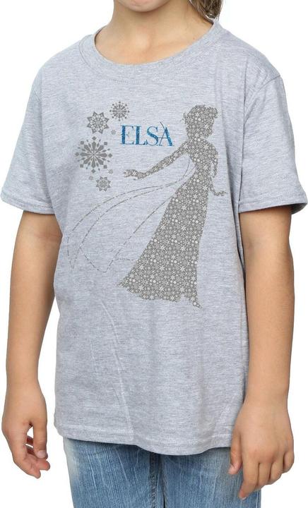 Actual product image Disney Girls Frozen Elsa Christmas Silhouette Cotton T-Shirt (128)