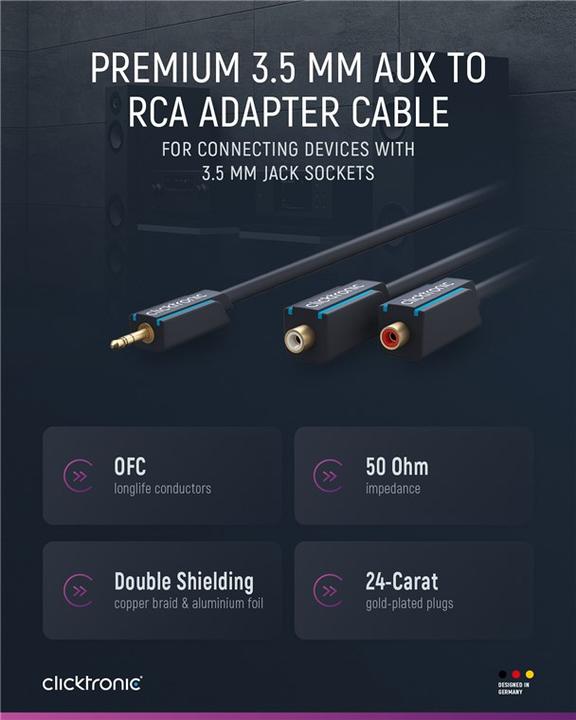 Image du produit Goobay Adaptateur Y MP3 (0.10 m, Jack 3,5 mm (AUX), RCA)