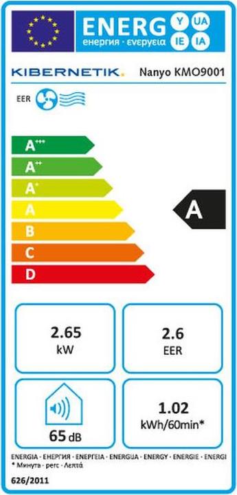 Label énergétique Kibernetik Nanyo KMO9001 (9042.18 BTU/h)