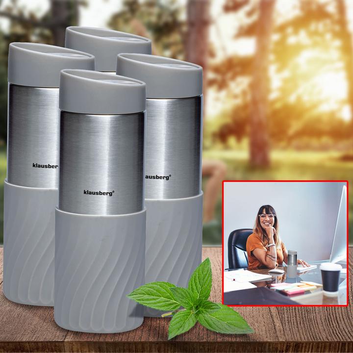 Image du produit Klausberg Lot de 4 mugs isothermes à double paroi, 420ml, gris (0.42 l)