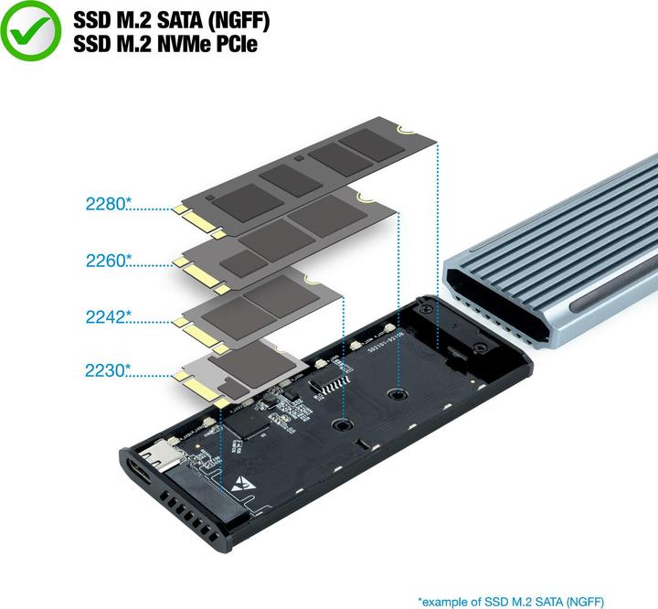 Image du produit Tooq Technology CAJA EXTERNA TQE-2221G NGFF/NVMe "SHINOBI" USB-A RGB GRIS (M.2 2280)